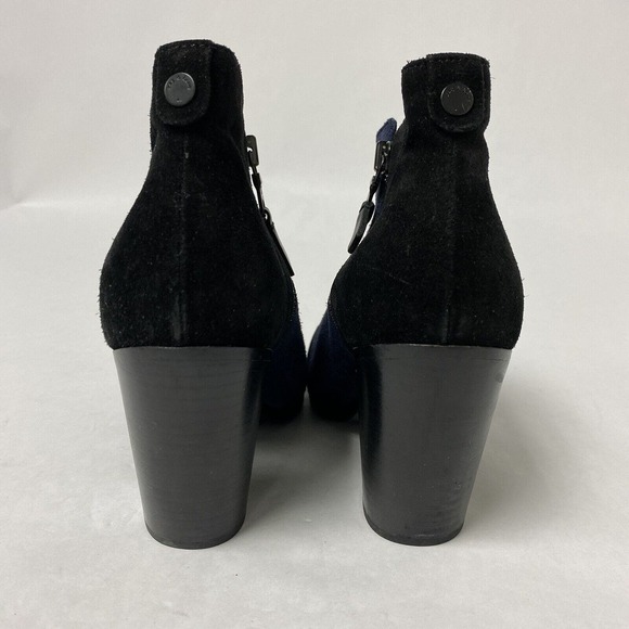 rag & bone Margot Suede Leather Two Tone Blue Black Ankle Boot Booties 38.5 - Picture 4 of 5